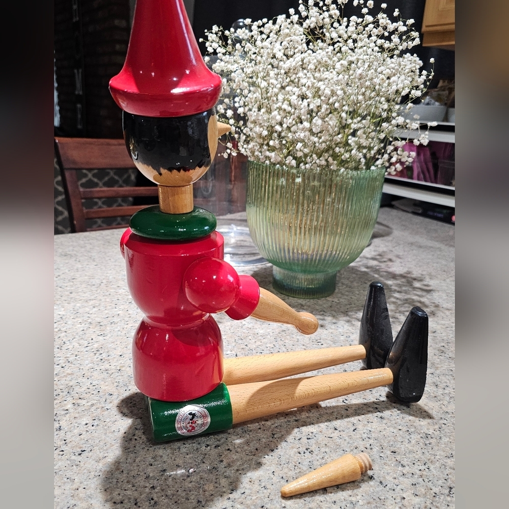 RARE Amazing Italian Wooden Classic Pinocchio Toy By GIOCATTOLI BREVETTATI - Picture 3 of 9
